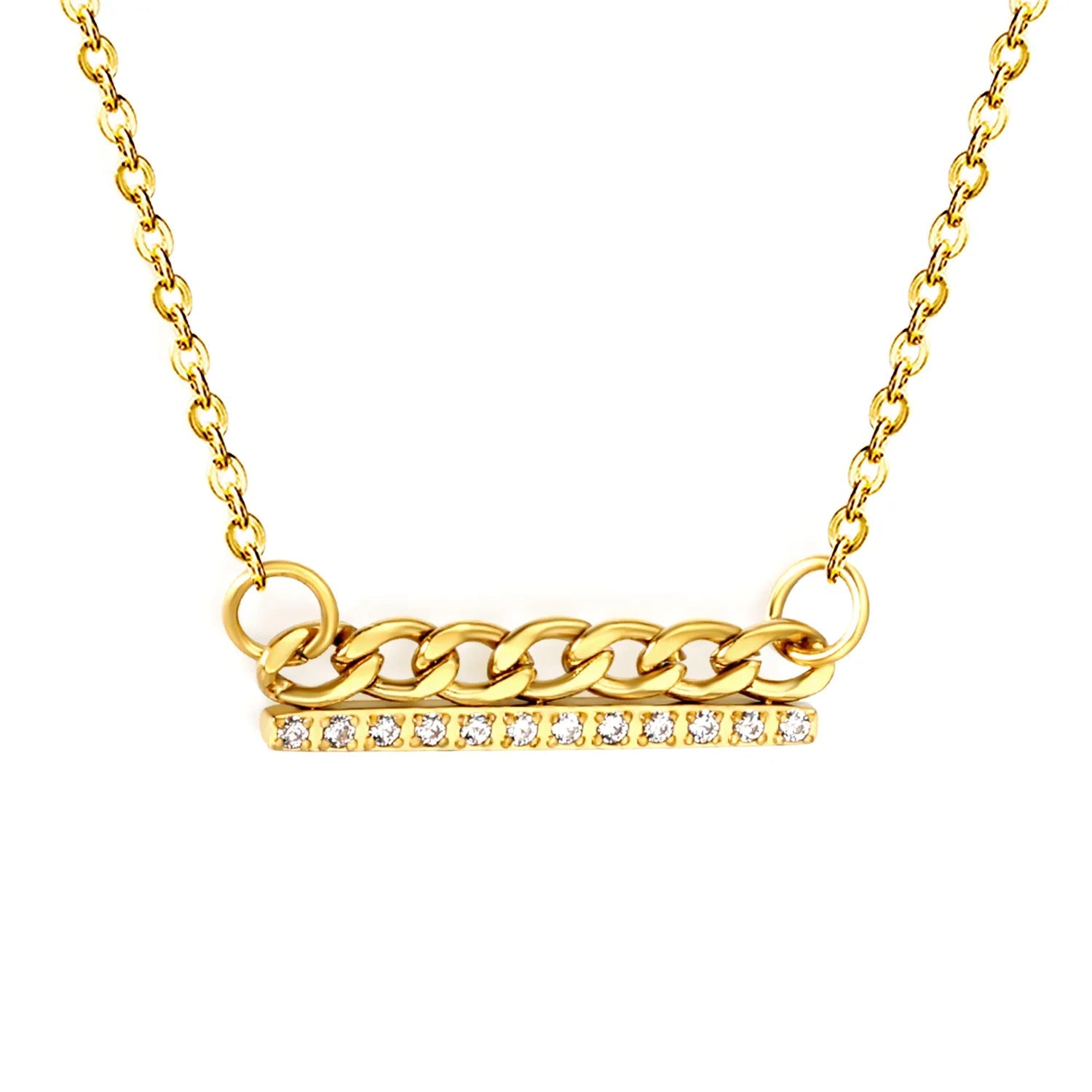 20*2mm single-cut CNC white diamond 3mm NK chain accessory 0.35 cross chain 42 + 5cm + 6mm round tail label necklace gold asonjewelry